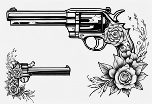 Gun with flowers sketch traditional styles tattoo idea