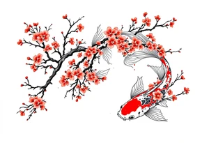 Koi fish, cherry blossom tree tattoo idea