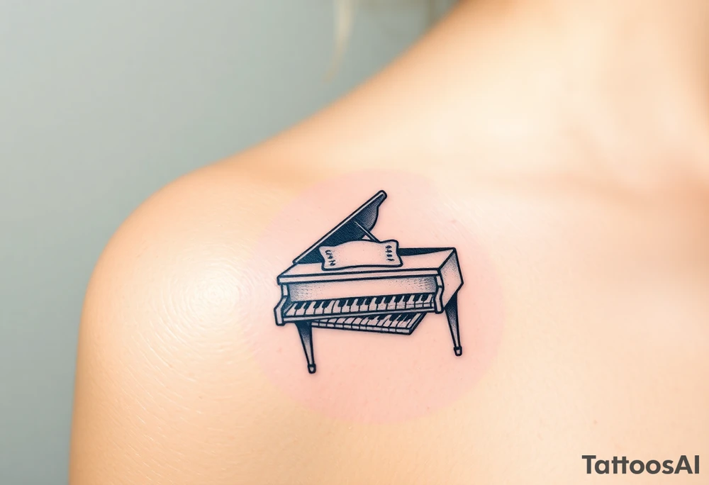 dreamy mysterious piano under the stars tattoo idea