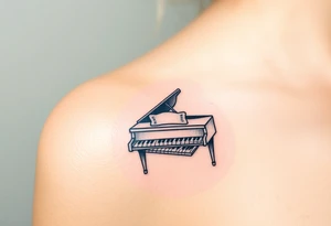 dreamy mysterious piano under the stars tattoo idea