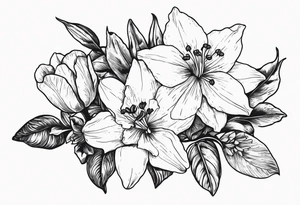 Violet and iris, Daffodil and jonquil, Lily and hawthorn, Holly and narcissus tattoo idea