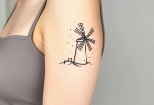 Combine Left sideof lighthouse with right side of farm windmill. Simple lines minimalist slightly offset tattoo idea