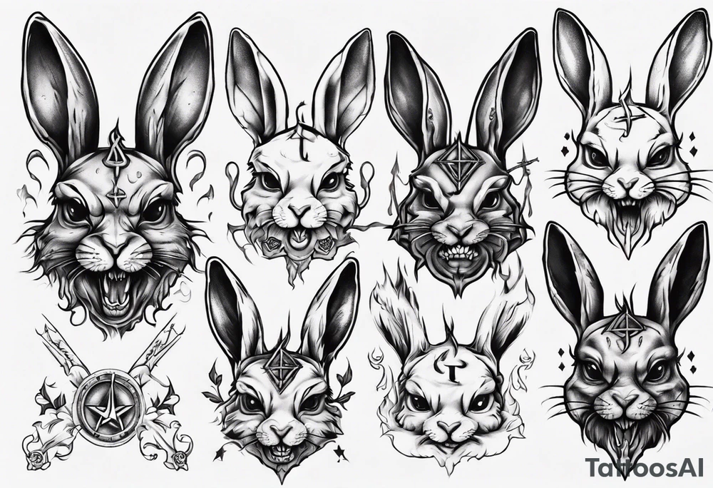 satanic bunny tattoo idea
