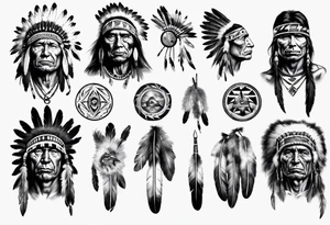Native American theme man photorealism tattoo idea