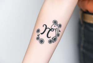 zodiac sign Pisces, surrounded by daisy's tattoo idea