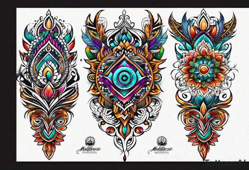 indian tribal leg sleeve tattoo idea