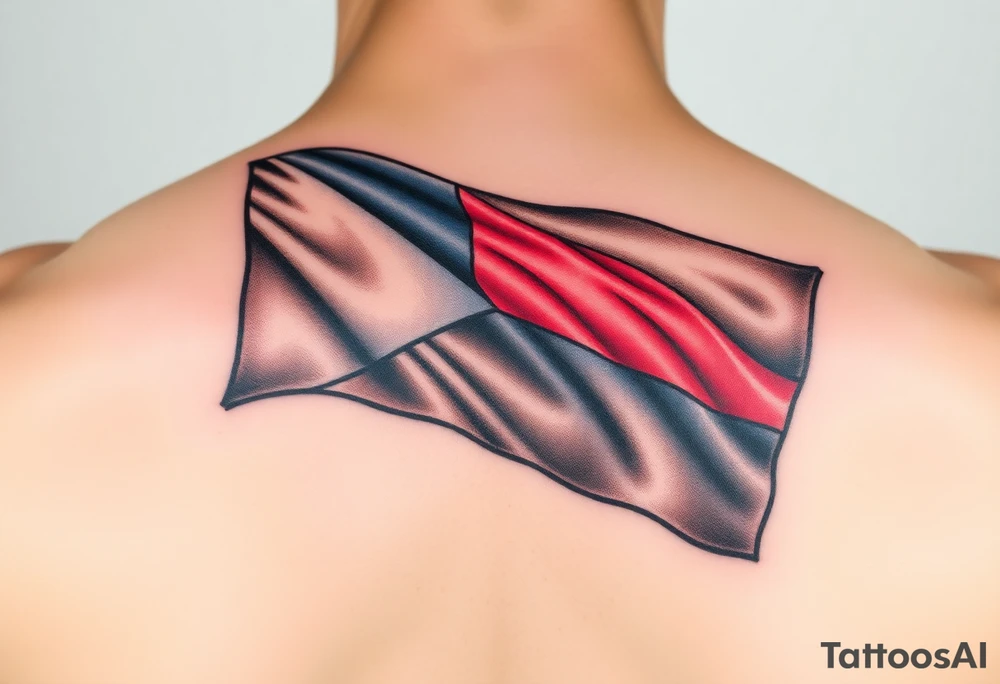 A waving Czech flag with realistic fabric texture tattoo idea