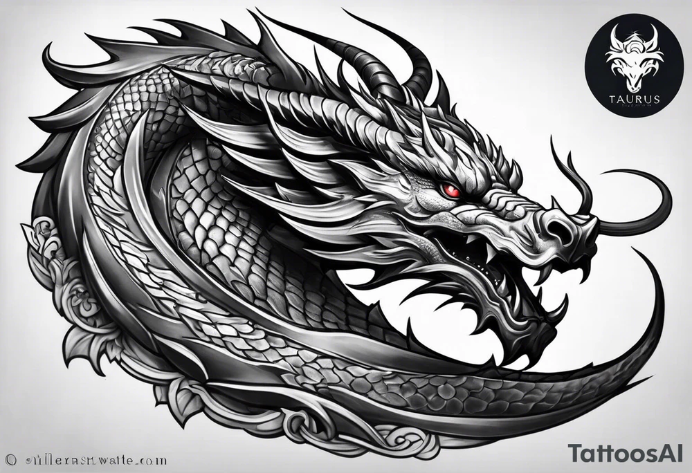 Taurus dragon whole body tattoo idea