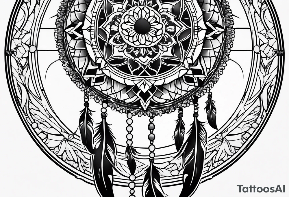 Dreamcatcher with flowers tattoo idea