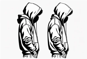 The full side view of a person in a hoodie, looking down. tattoo idea