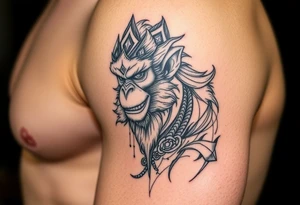 powerful majestic monkey king son wukong tattoo idea