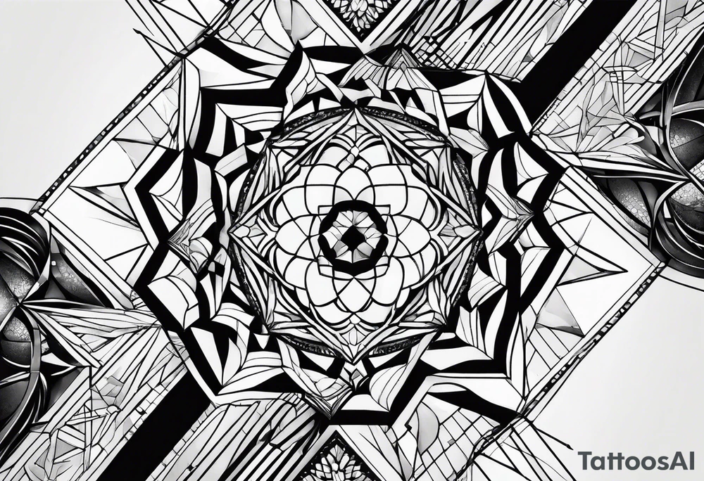 A geometric half sleeve tattoo idea