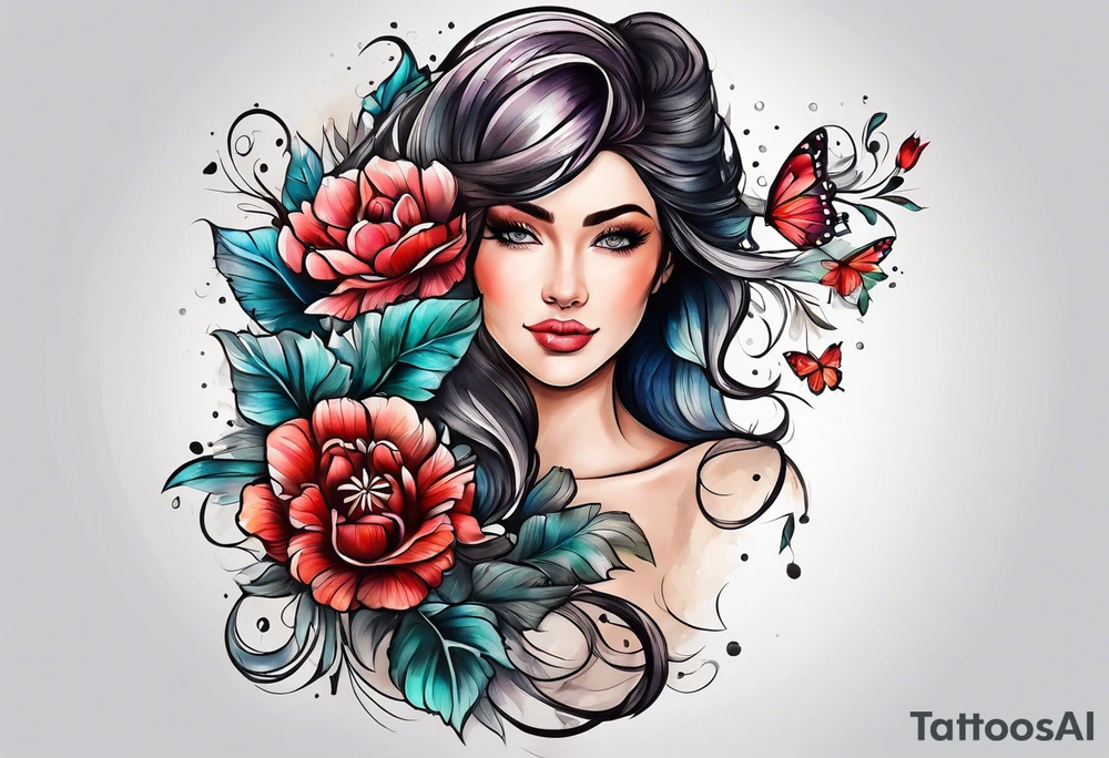 In memory of mom with flowers tattoo idea