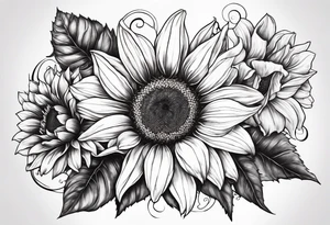 Sunflower, Lillie’s, roses, daisies, poppy’s tattoo idea