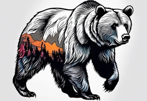 Climbing grizzly bear tattoo idea