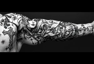 Kalia tattoo with a name "veronesi" with a cross tattoo idea