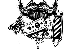 Barber sign with raining money tattoo idea