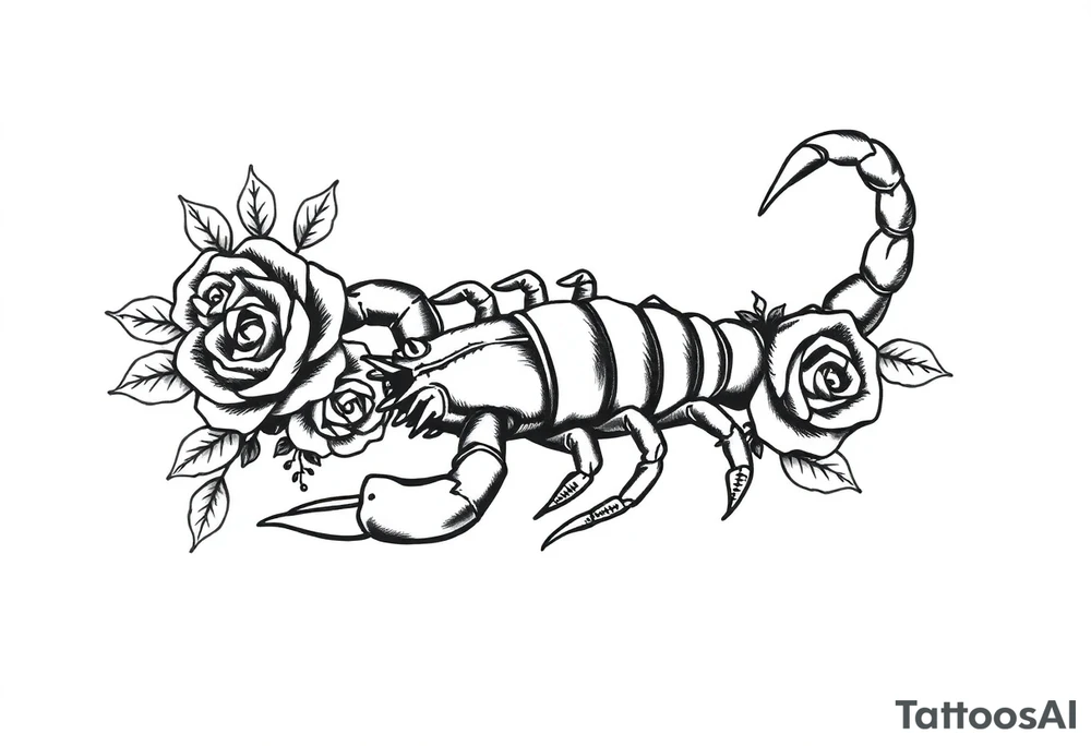 Scorpion with roses tattoo idea
