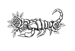 Scorpion with roses tattoo idea