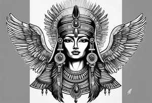 black and gray photo realistic goddess isis tattoo idea
