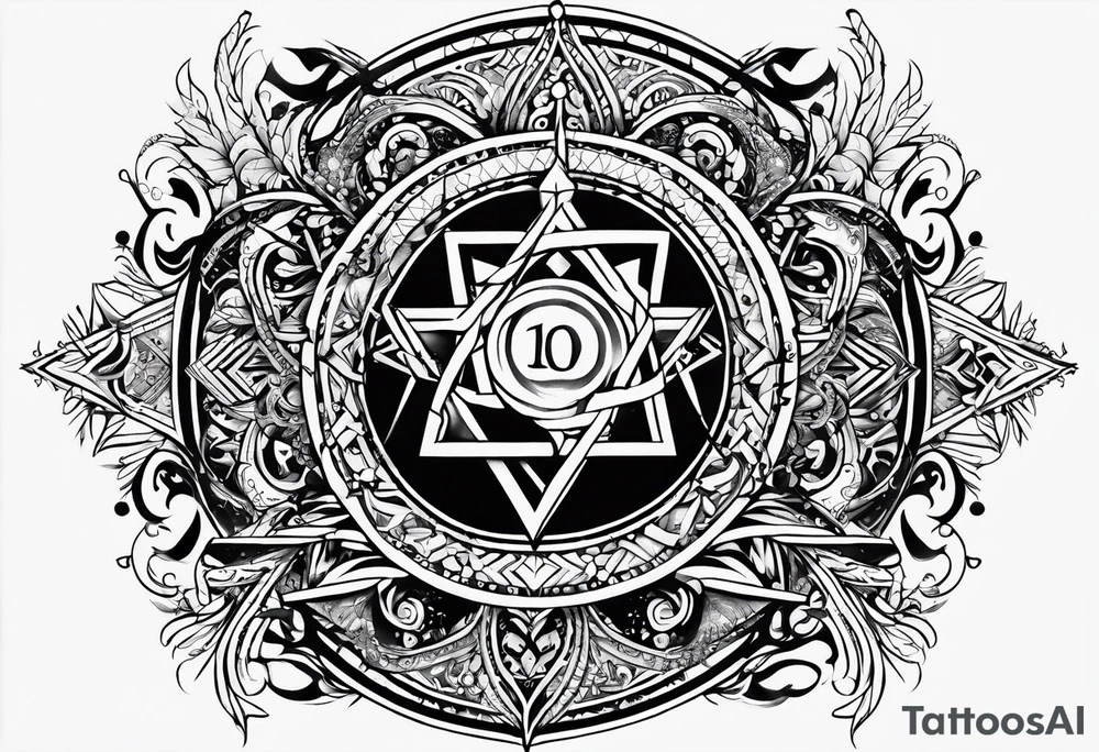 "chosen one" written in Hebrew and tetragrammaton in the heavens tattoo idea