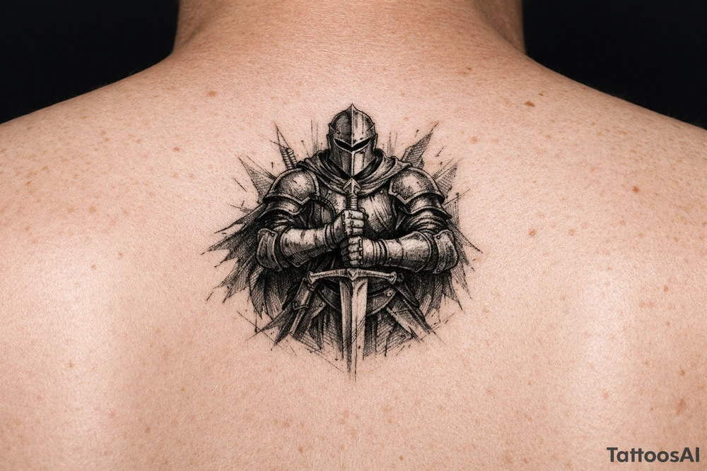 a knight who wields a sword. tattoo idea