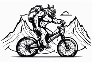 gargoyle riding a full suspension mountain bike tattoo idea