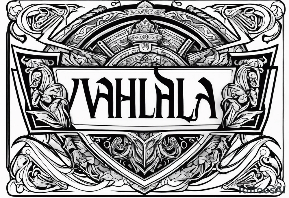 Valhalla sword shield banner tattoo idea