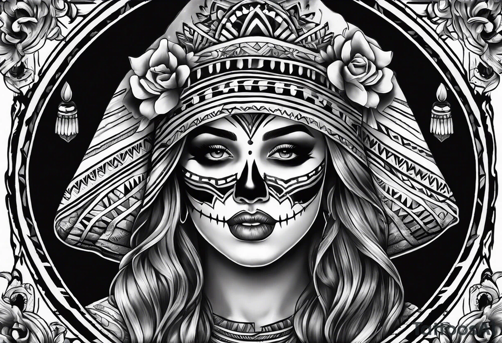 Ghost with Mexican blanket tattoo idea