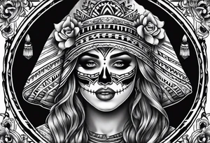 Ghost with Mexican blanket tattoo idea