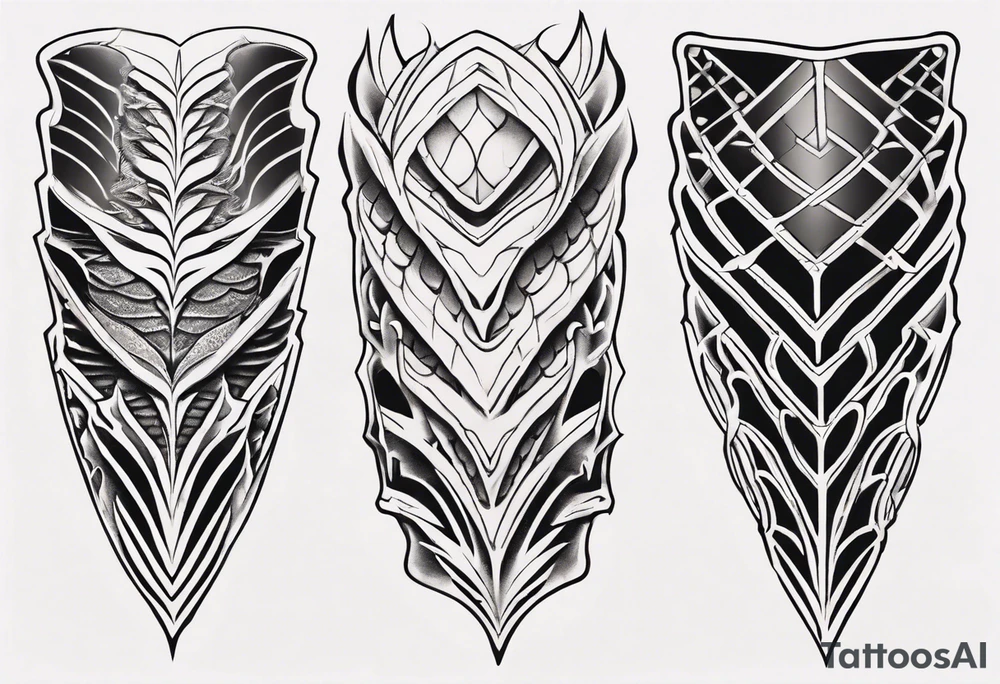 Dragonscale Leg armor symmetrical tattoo idea