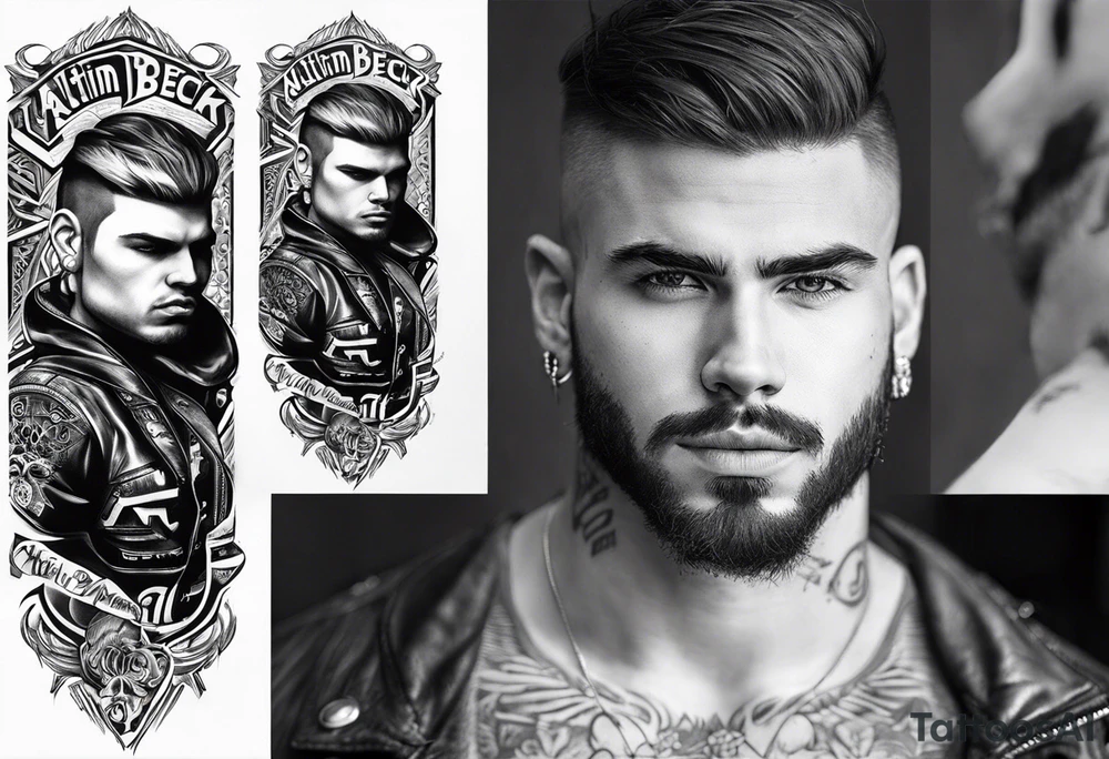 something related to a person named Altin Beck, He is a gang member of a motorcycle club and of a very stylish young man, I want my name on the tattoo tattoo idea