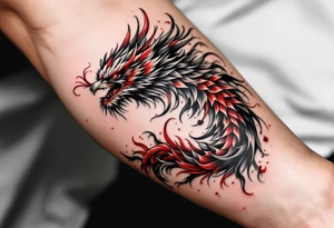 凤凰 (fènghuáng, “phoenix”) in red and crimson expresses grace through rebirth and resilience. tattoo idea