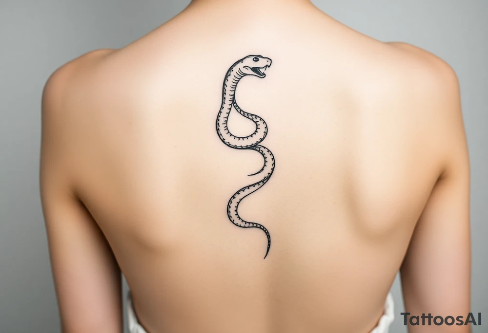 Snake wrapping around the spine tattoo idea