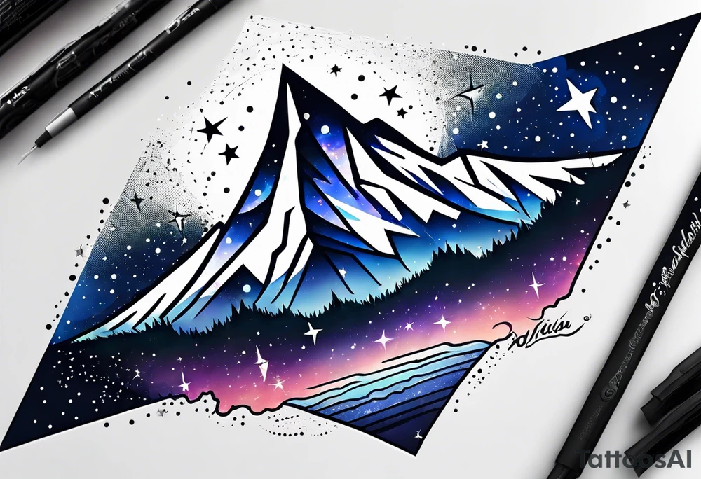 Constellation over mountains with stars tattoo idea