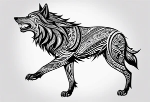Side view Angry tribal  wolf tattoo idea