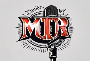 Engraved letters on microphone the letters are “MTR” tattoo idea