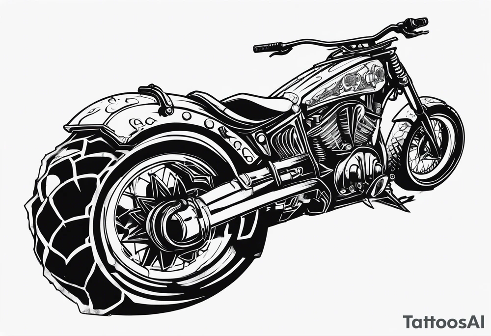 Mad max furiosa motorcycle Octoboss dementis war rig die eternal traditional tattoo idea