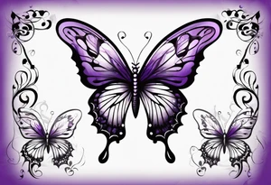 Purple butterfly flying tattoo idea