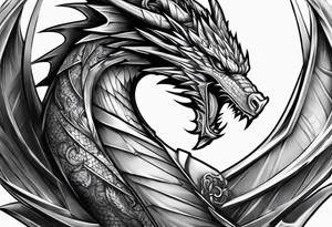 assassin creed logo shoulder tattoo + dragon wrapped around it tattoo idea