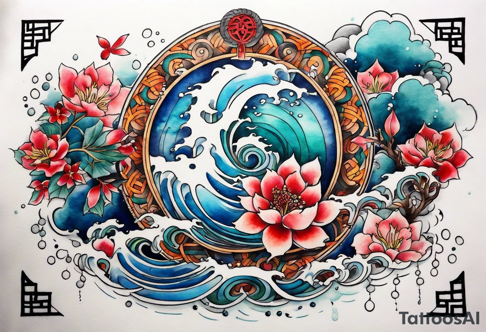 what goes around comes around water color
 based tattoo idea