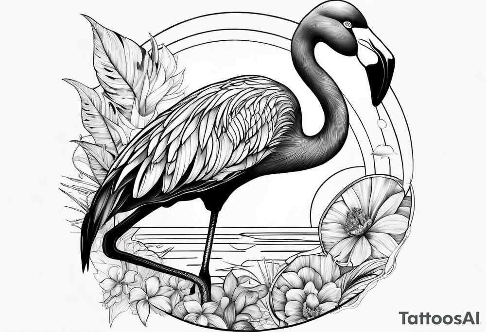 cute flamingo tattoo idea