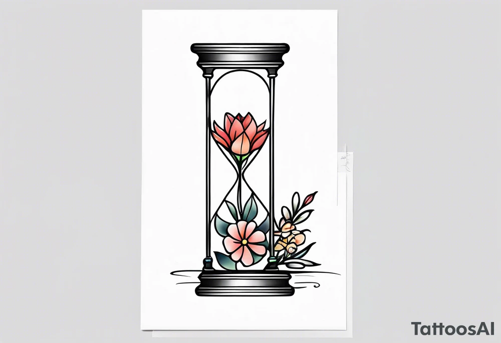 Hour glass flower tattoo idea
