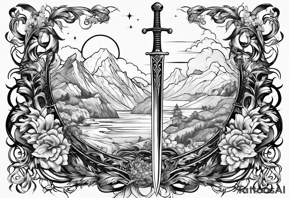 Sword with scale as handle tattoo idea