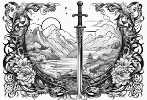 Sword with scale as handle tattoo idea