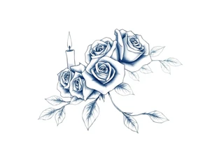 Passed love one, roses, candles, blue tattoo idea