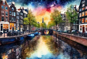 Stag, watercolour, birds, Amsterdam canal, Animals, amsterdam, pineapples, space, galaxy, canal tattoo idea