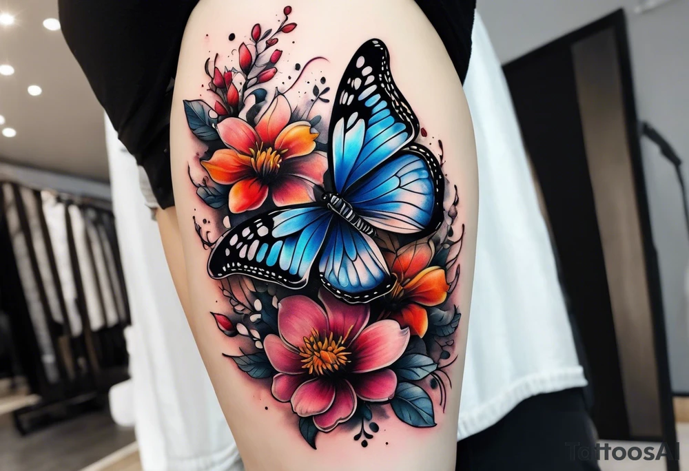 butterfly, snow, flower tattoo idea