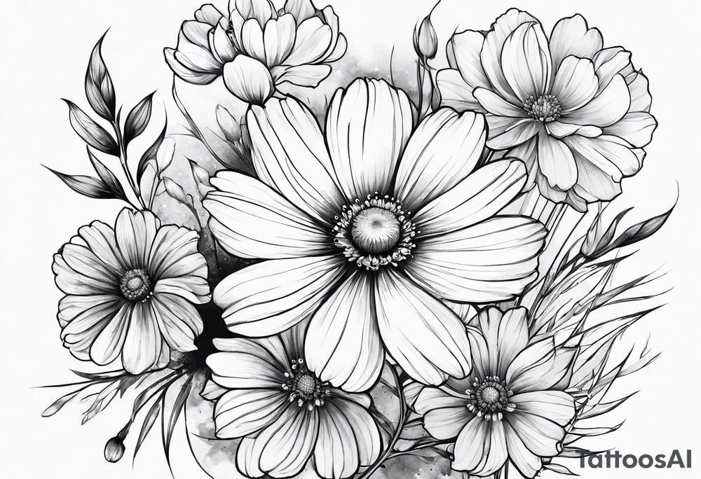 cosmos flowers tattoo idea