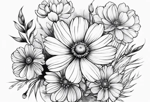 cosmos flowers tattoo idea